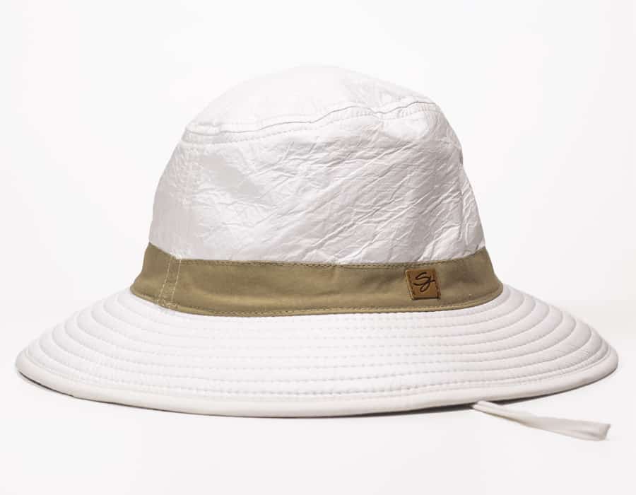 Chapeau anti-UV moyen bord blanc / ficelle